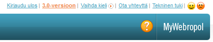 kuvassa navigointipalkki. Nuoli osoittaa Webropol 3.0 linkkiin